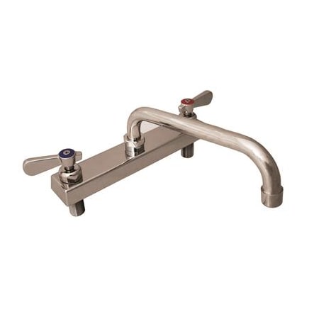 Bk Resources Evolution 8" Deck Mount Stainless Steel Faucet, 12" Swing Spout EVO-8DM-12